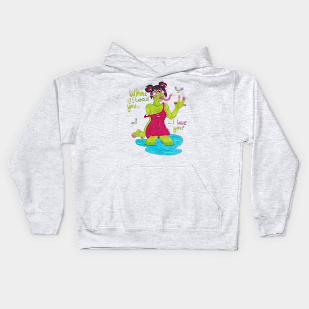 Frog Girl Pun Up! Kids Hoodie by The Beautiful Egg
